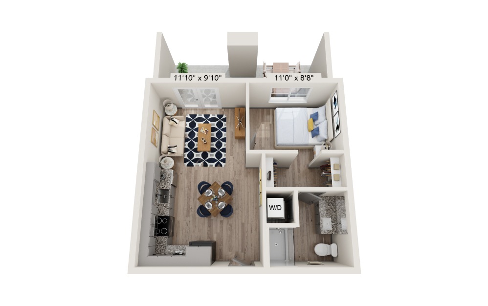 Poudre - 1 bedroom floorplan layout with 1 bath and 503 square feet.